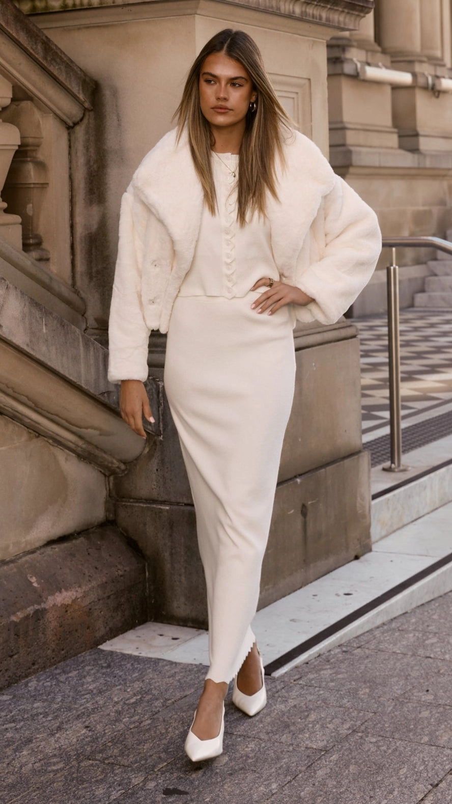 Xanthe Knit Maxi Skirt - Cream