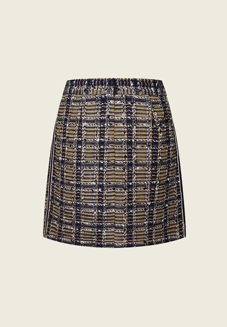 Yellow and Dark Blue Tweed Skort