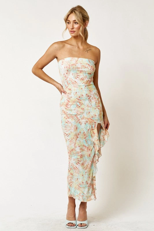 Yvette Ruffle Tube Maxi Dress
