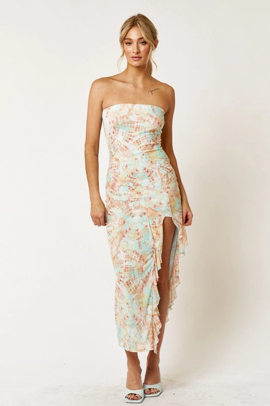 Yvette Ruffle Tube Maxi Dress