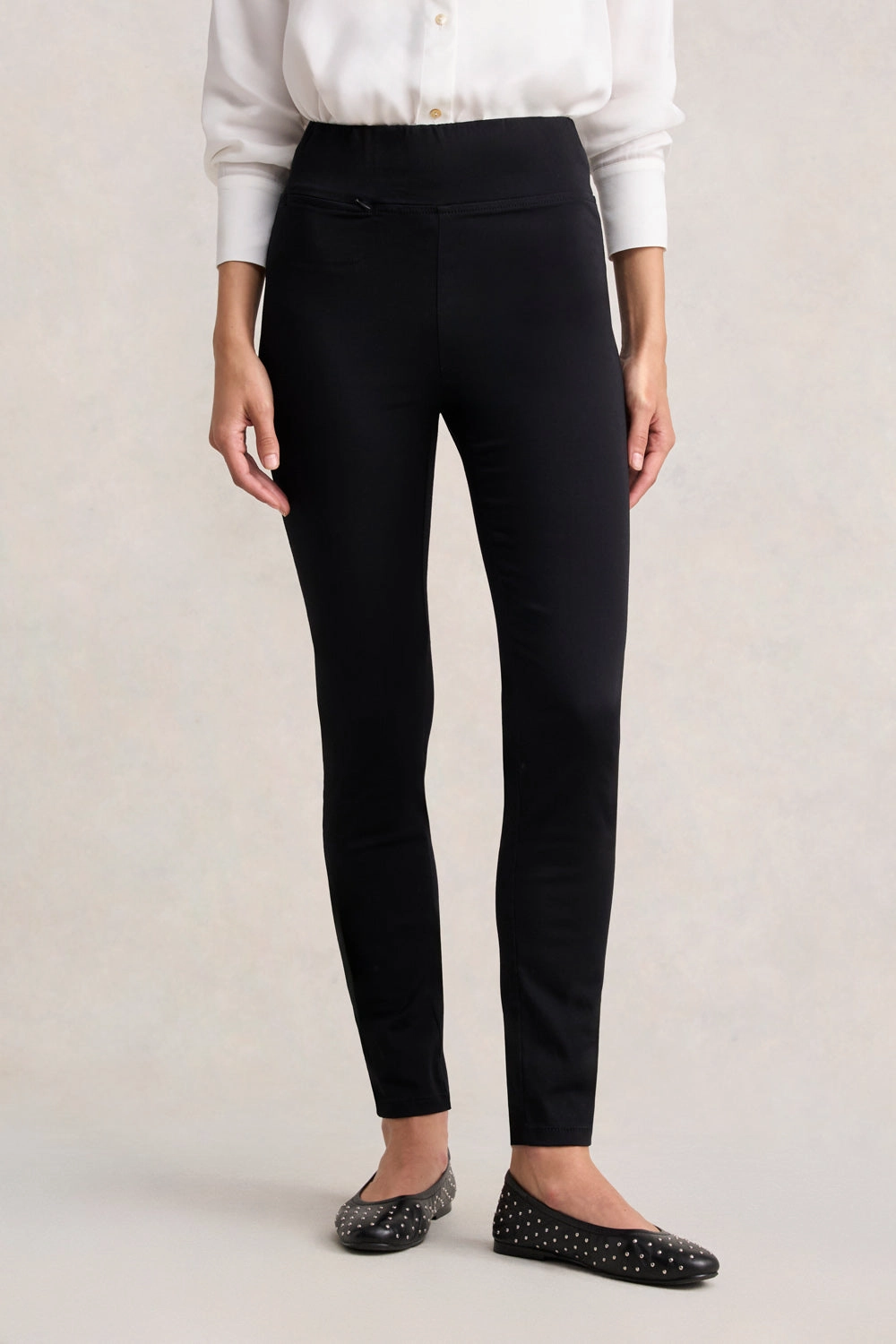 Zip Detail Slim Leg Pant - Jet Black