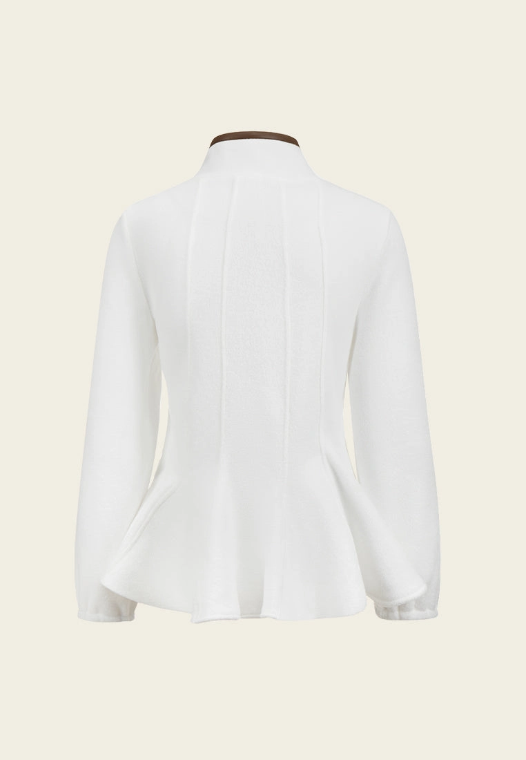 Zip-fastening Faux-leather Trim Fishtail-hem jacket