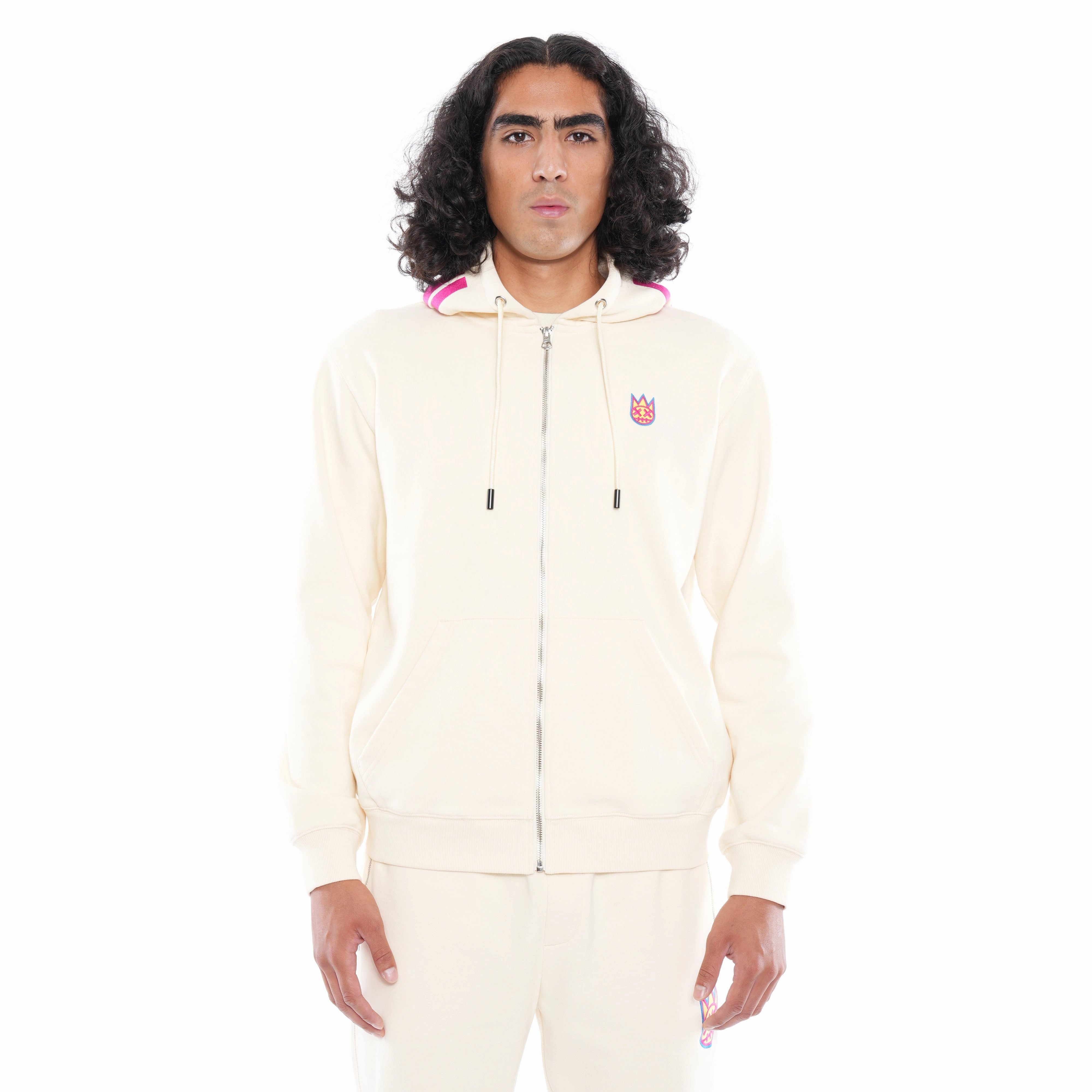 ZIP HOODED SWEATSHIRT IN WINTER WHITE