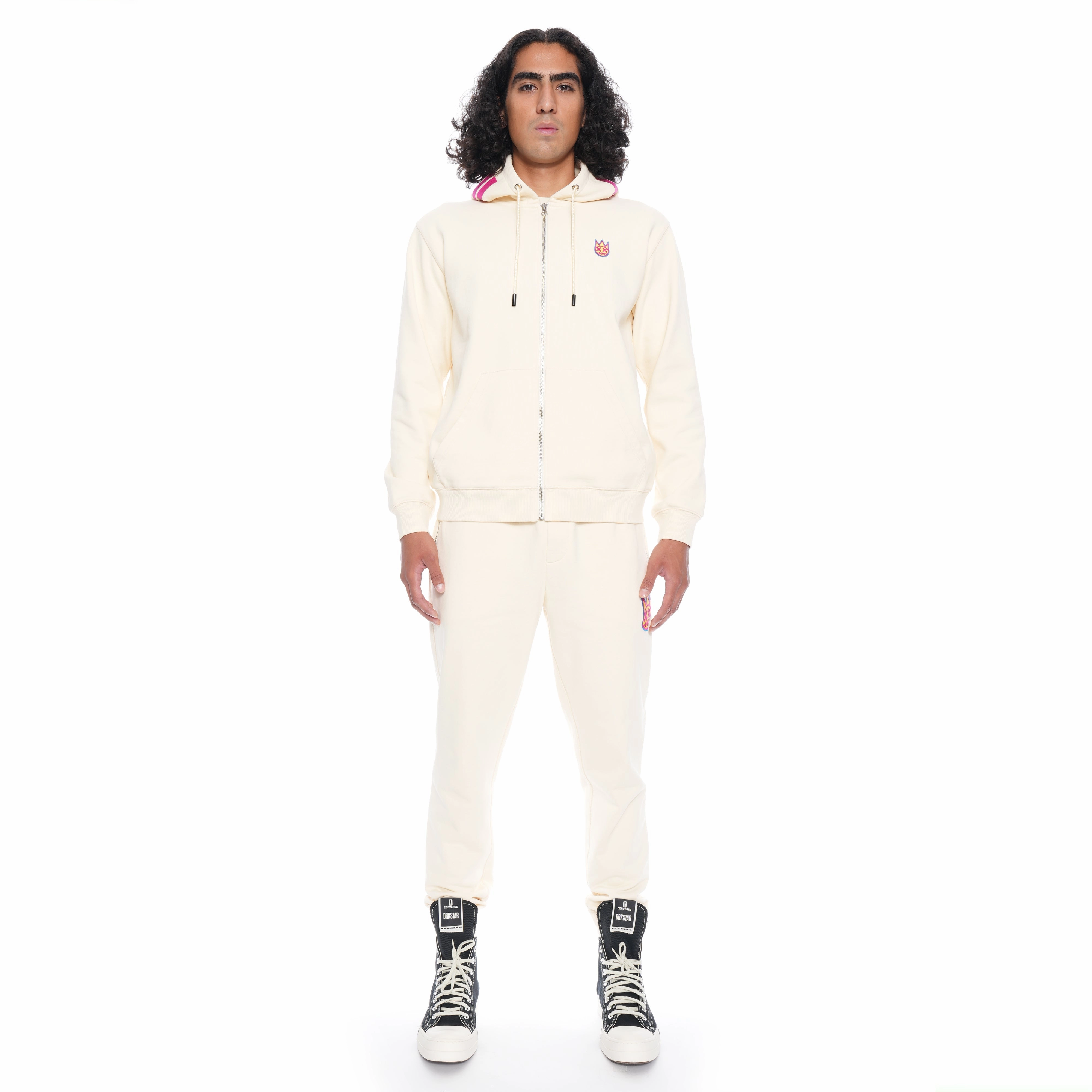 ZIP HOODED SWEATSHIRT IN WINTER WHITE