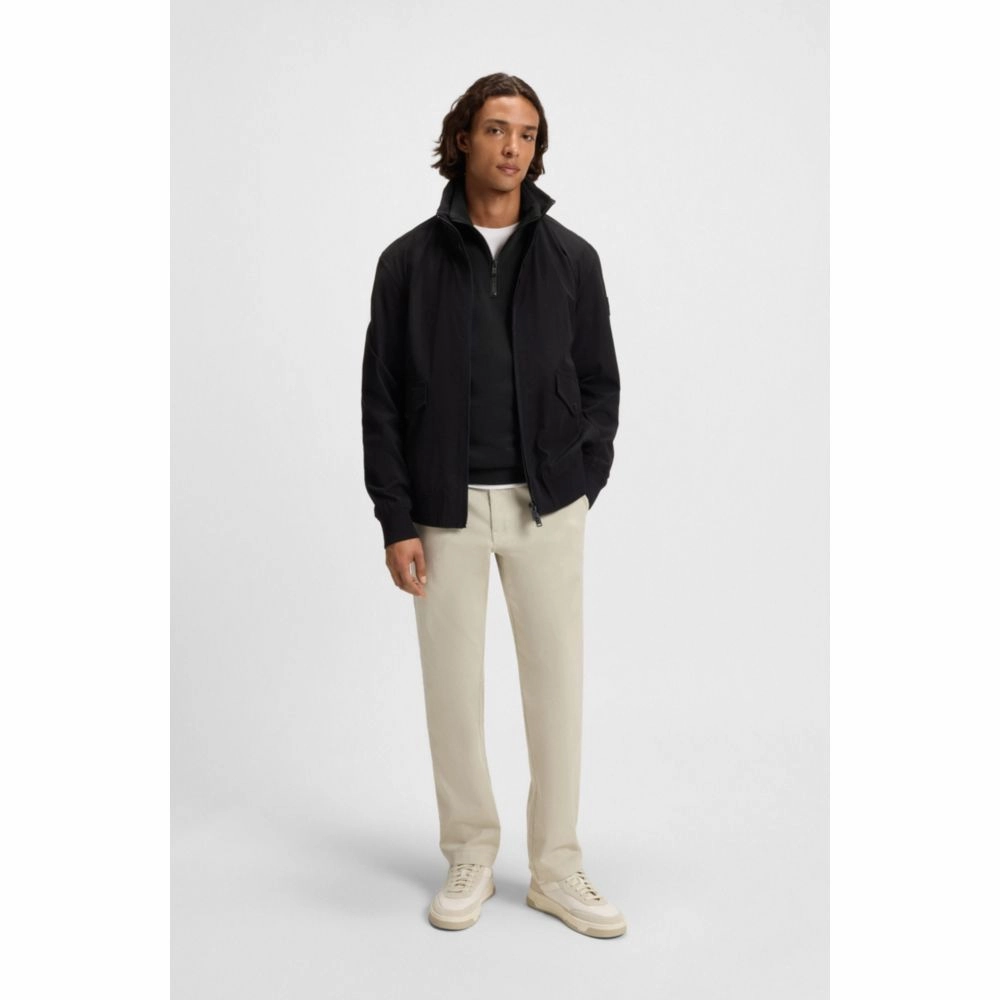 Zip-neck sweatshirt in cotton terry with logo patch
