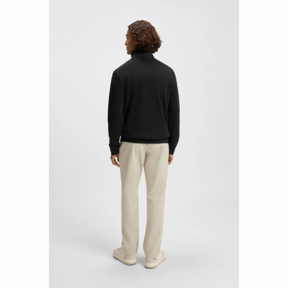 Zip-neck sweatshirt in cotton terry with logo patch